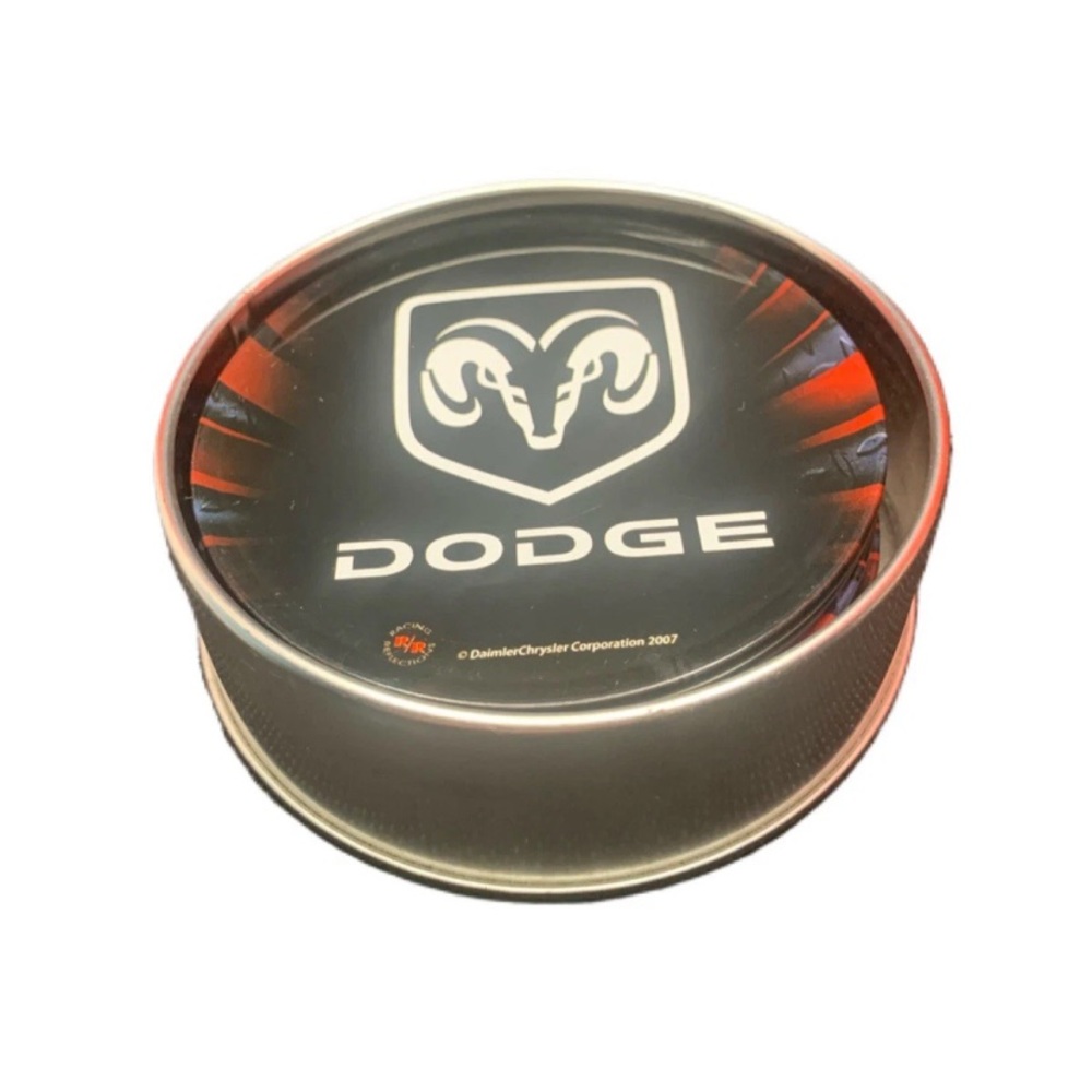 Pre Owned Dodge Coasters Lot Of 6 Metal Cork With Container Functionable Display